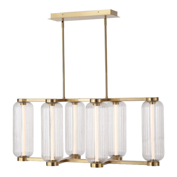 Safavieh Cyndy Iron and Glass Rectangle Chandelier Gold Finish Dining Room Foyer Accent CTL1119A