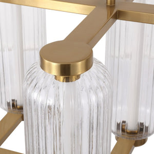 Safavieh Cyndy Iron and Glass Rectangle Chandelier Gold Finish Dining Room Foyer Accent CTL1119A
