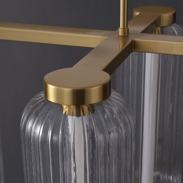 Safavieh Cyndy Iron and Glass Rectangle Chandelier Gold Finish Dining Room Foyer Accent CTL1119A