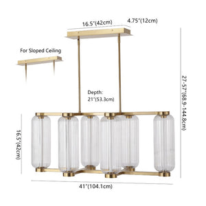 Safavieh Cyndy Iron and Glass Rectangle Chandelier Gold Finish Dining Room Foyer Accent CTL1119A