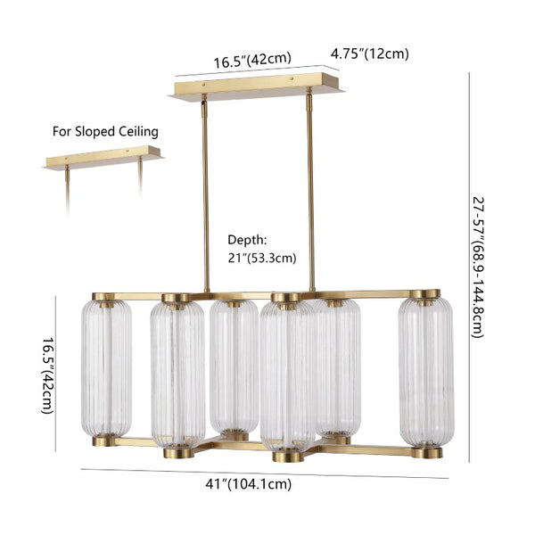 Safavieh Cyndy Iron and Glass Rectangle Chandelier Gold Finish Dining Room Foyer Accent CTL1119A