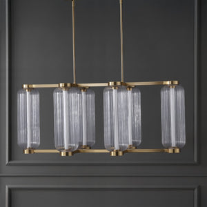 Safavieh Cyndy Iron and Glass Rectangle Chandelier Gold Finish Dining Room Foyer Accent CTL1119A
