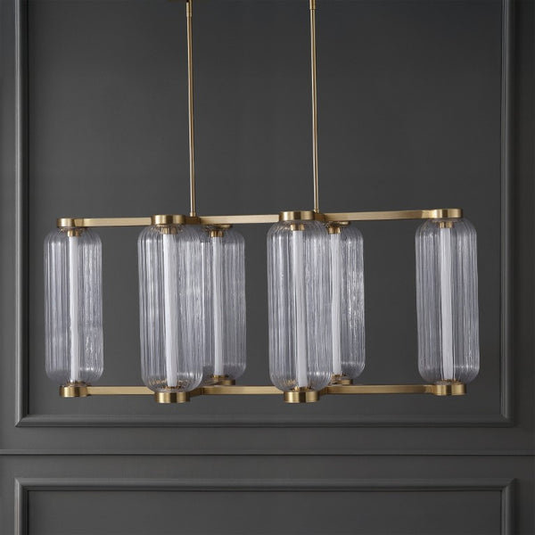 Safavieh Cyndy Iron and Glass Rectangle Chandelier Gold Finish Dining Room Foyer Accent CTL1119A