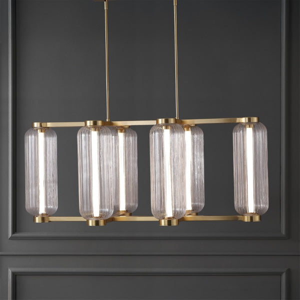 Safavieh Cyndy Iron and Glass Rectangle Chandelier Gold Finish Dining Room Foyer Accent CTL1119A