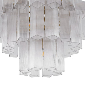 Safavieh Kelcie Tiered Glass Chandelier With Polished Gold Accents — Sculptural Clear Glass Tiers, Layered Glow CTL1121A