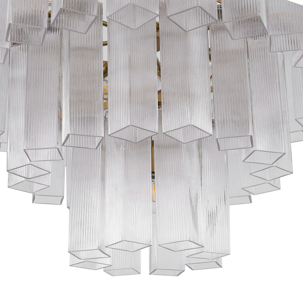 Safavieh Kelcie Tiered Glass Chandelier With Polished Gold Accents — Sculptural Clear Glass Tiers, Layered Glow CTL1121A
