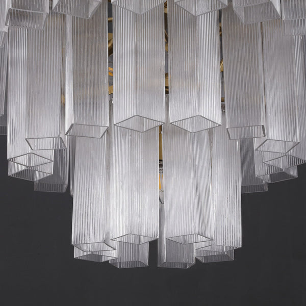 Safavieh Kelcie Tiered Glass Chandelier With Polished Gold Accents — Sculptural Clear Glass Tiers, Layered Glow CTL1121A
