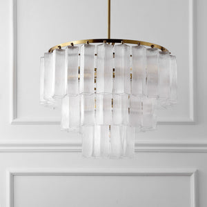 Safavieh Kelcie Tiered Glass Chandelier With Polished Gold Accents — Sculptural Clear Glass Tiers, Layered Glow CTL1121A
