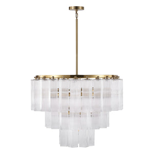 Safavieh Kelcie Tiered Glass Chandelier With Polished Gold Accents — Sculptural Clear Glass Tiers, Layered Glow CTL1121A