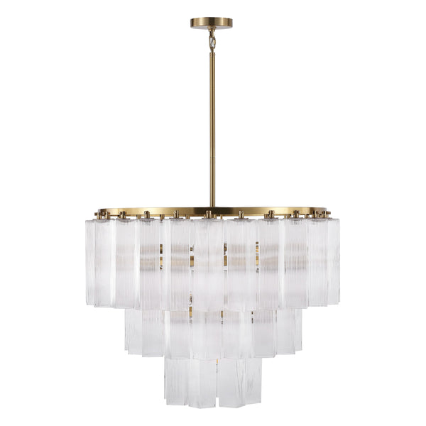 Safavieh Kelcie Tiered Glass Chandelier With Polished Gold Accents — Sculptural Clear Glass Tiers, Layered Glow CTL1121A