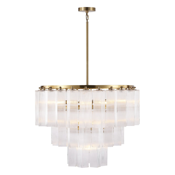 Safavieh Kelcie Tiered Glass Chandelier With Polished Gold Accents — Sculptural Clear Glass Tiers, Layered Glow CTL1121A