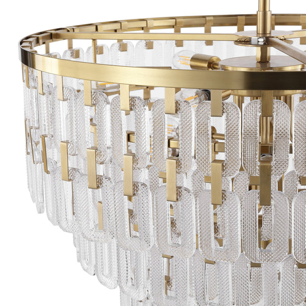 Safavieh Queenie Tiered Glass Chandelier With Gold Iron Finish — Cascading Clear Tiers For Warm Elegant Glow CTL1122A