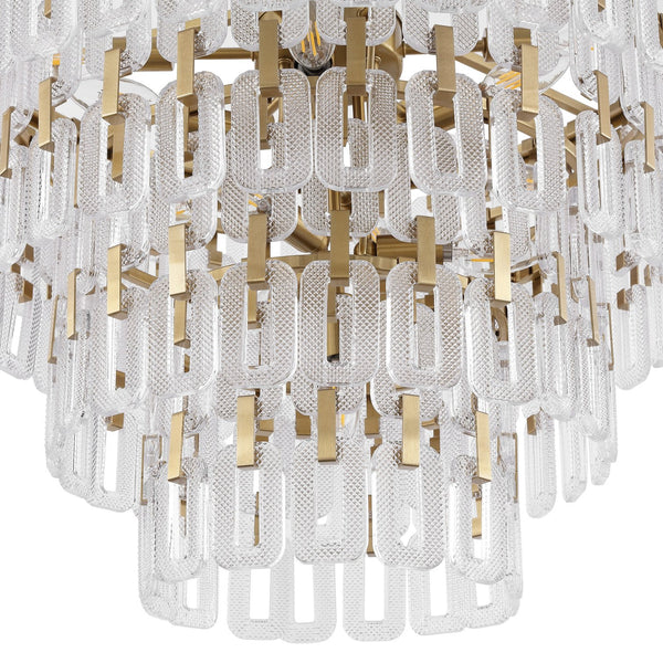 Safavieh Queenie Tiered Glass Chandelier With Gold Iron Finish — Cascading Clear Tiers For Warm Elegant Glow CTL1122A