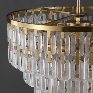 Safavieh Queenie Tiered Glass Chandelier With Gold Iron Finish — Cascading Clear Tiers For Warm Elegant Glow CTL1122A