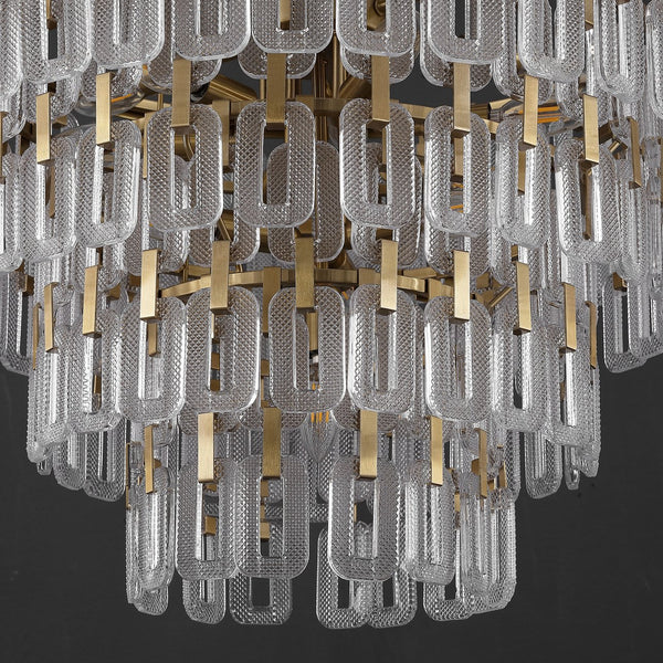 Safavieh Queenie Tiered Glass Chandelier With Gold Iron Finish — Cascading Clear Tiers For Warm Elegant Glow CTL1122A