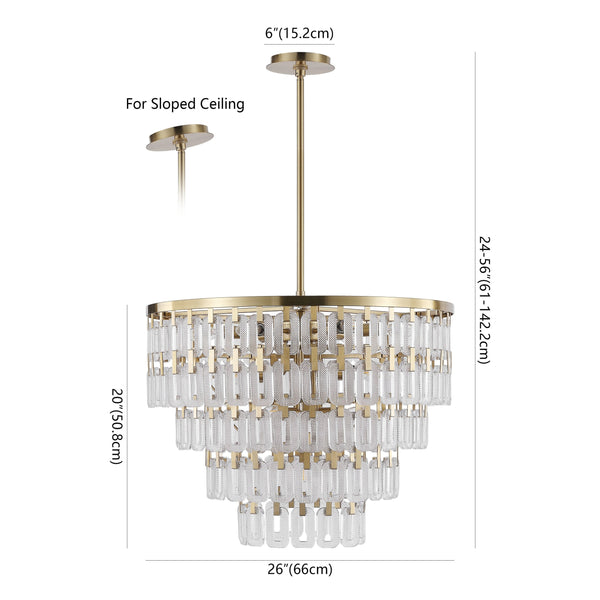 Safavieh Queenie Tiered Glass Chandelier With Gold Iron Finish — Cascading Clear Tiers For Warm Elegant Glow CTL1122A