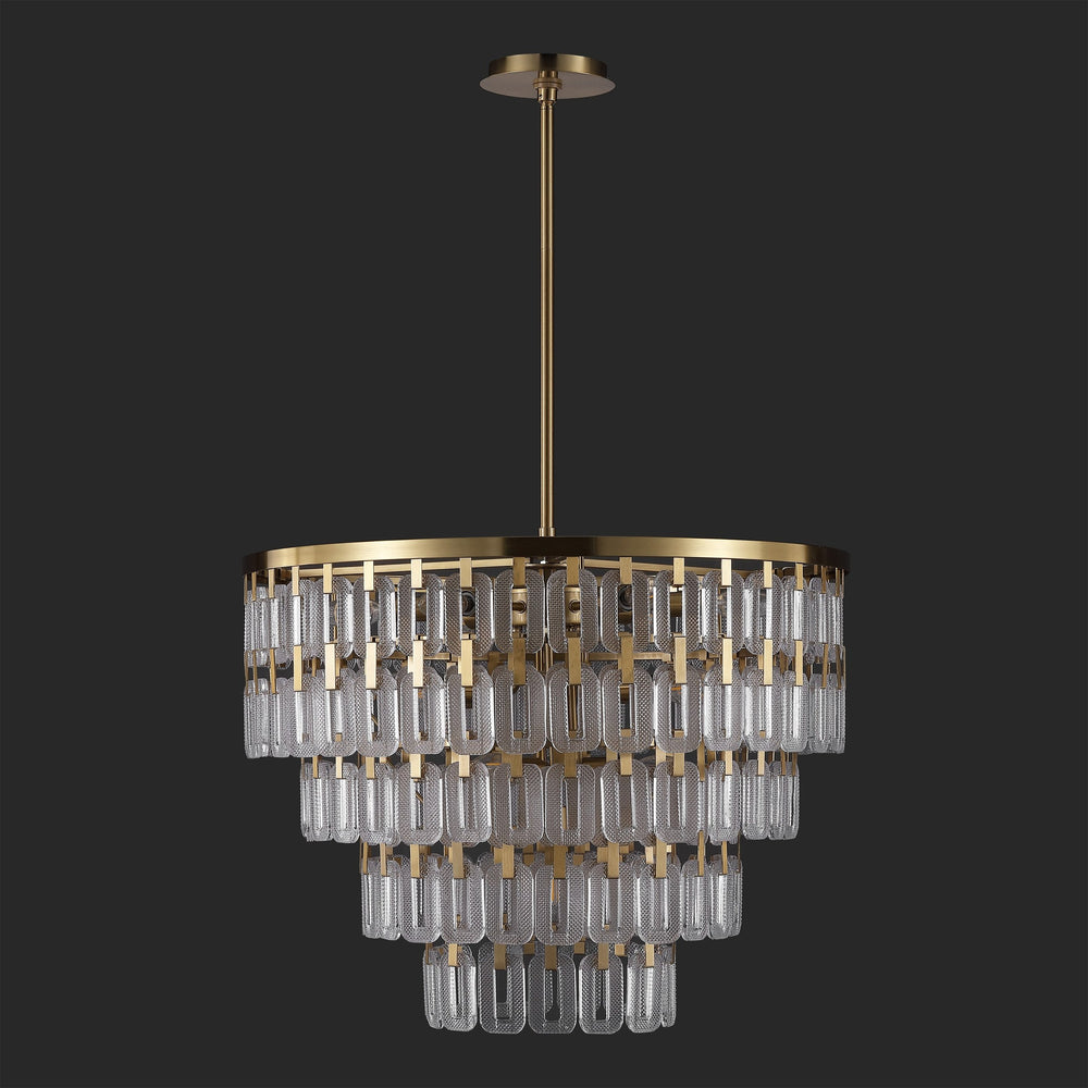 Safavieh Queenie Tiered Glass Chandelier With Gold Iron Finish — Cascading Clear Tiers For Warm Elegant Glow CTL1122A