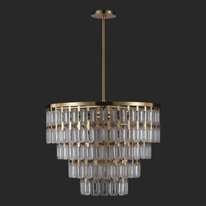 Safavieh Queenie Tiered Glass Chandelier With Gold Iron Finish — Cascading Clear Tiers For Warm Elegant Glow CTL1122A