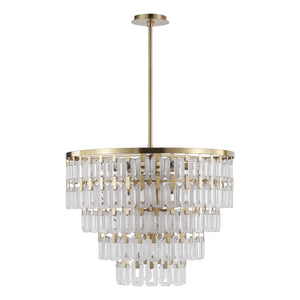 Safavieh Queenie Tiered Glass Chandelier With Gold Iron Finish — Cascading Clear Tiers For Warm Elegant Glow CTL1122A