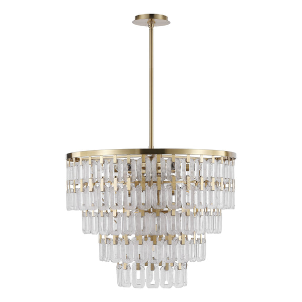 Safavieh Queenie Tiered Glass Chandelier With Gold Iron Finish — Cascading Clear Tiers For Warm Elegant Glow CTL1122A