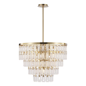 Safavieh Queenie Tiered Glass Chandelier With Gold Iron Finish — Cascading Clear Tiers For Warm Elegant Glow CTL1122A