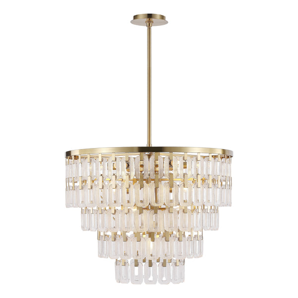 Safavieh Queenie Tiered Glass Chandelier With Gold Iron Finish — Cascading Clear Tiers For Warm Elegant Glow CTL1122A