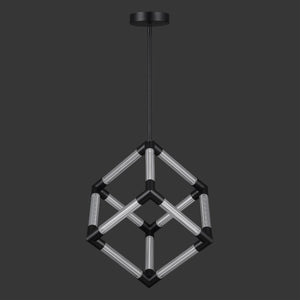 Safavieh Sheila Cube Pendant Light Clear Acrylic Matte Black Frame for Dining or Kitchen CTL1123A