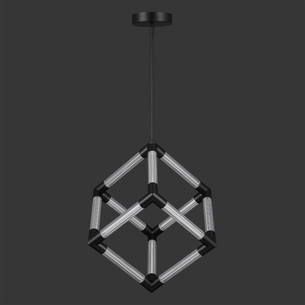 Safavieh Sheila Cube Pendant Light Clear Acrylic Matte Black Frame for Dining or Kitchen CTL1123A