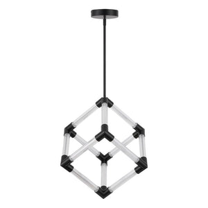 Safavieh Sheila Cube Pendant Light Clear Acrylic Matte Black Frame for Dining or Kitchen CTL1123A