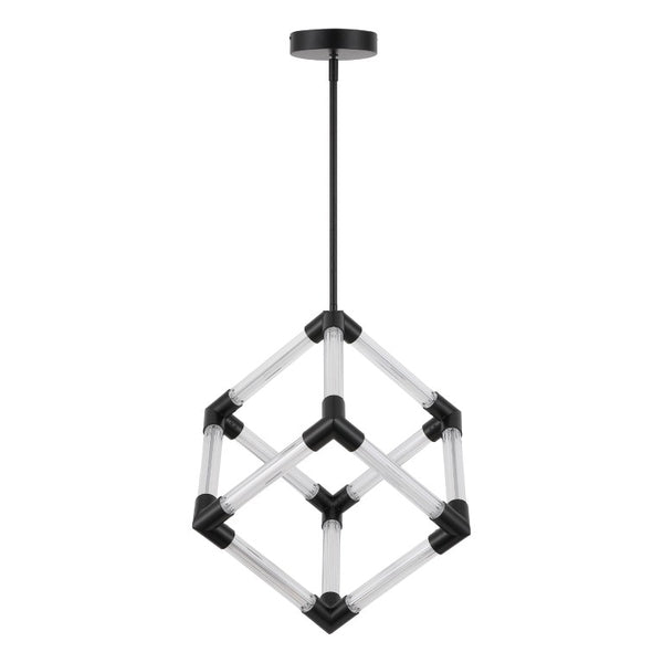 Safavieh Sheila Cube Pendant Light Clear Acrylic Matte Black Frame for Dining or Kitchen CTL1123A