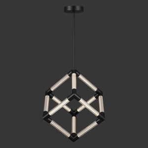 Safavieh Sheila Cube Pendant Light Clear Acrylic Matte Black Frame for Dining or Kitchen CTL1123A