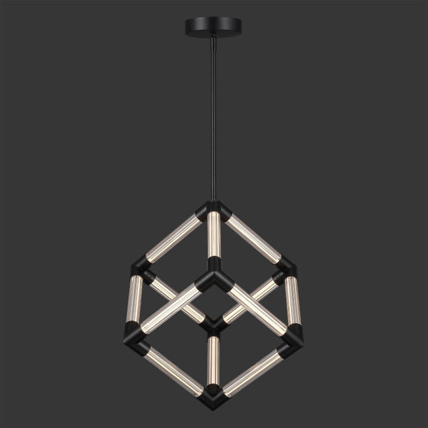 Safavieh Sheila Cube Pendant Light Clear Acrylic Matte Black Frame for Dining or Kitchen CTL1123A