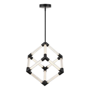 Safavieh Sheila Cube Pendant Light Clear Acrylic Matte Black Frame for Dining or Kitchen CTL1123A