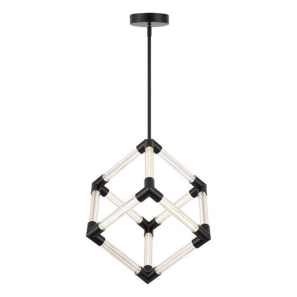 Safavieh Sheila Cube Pendant Light Clear Acrylic Matte Black Frame for Dining or Kitchen CTL1123A