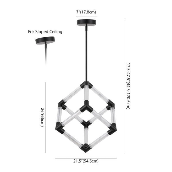 Safavieh Sheila Cube Pendant Light Clear Acrylic Matte Black Frame for Dining or Kitchen CTL1123A