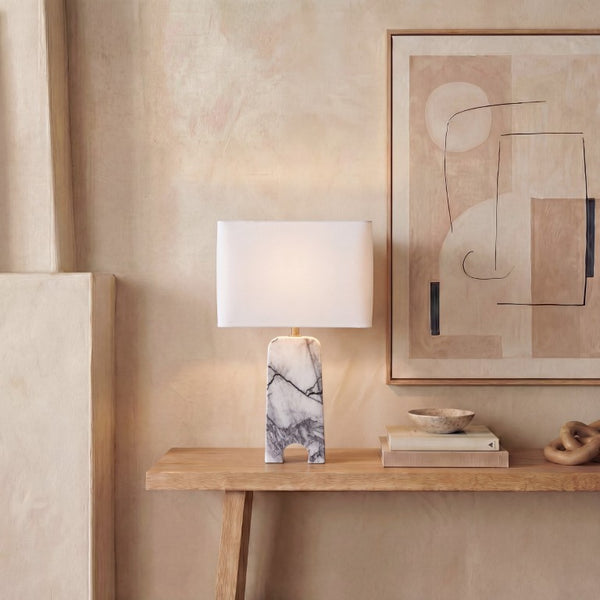 Safavieh Waverli Veined Marble Table Lamp with Square Base for Bedroom or Living Room CTL1126A