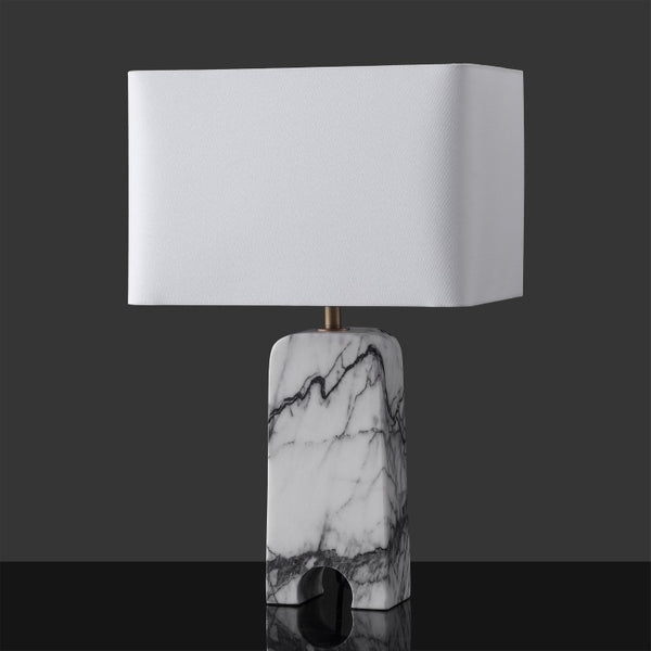 Safavieh Waverli Veined Marble Table Lamp with Square Base for Bedroom or Living Room CTL1126A
