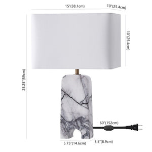 Safavieh Waverli Veined Marble Table Lamp with Square Base for Bedroom or Living Room CTL1126A