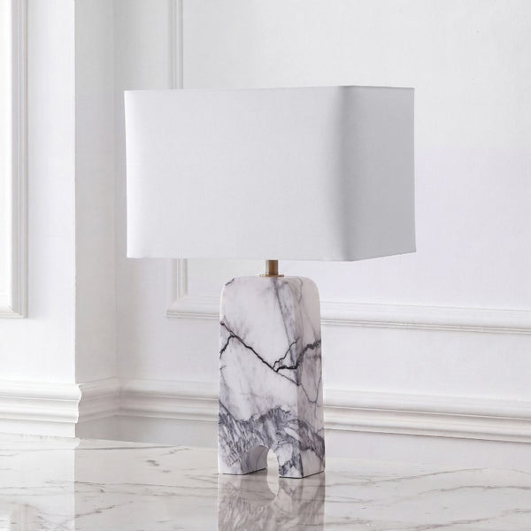 Safavieh Waverli Veined Marble Table Lamp with Square Base for Bedroom or Living Room CTL1126A