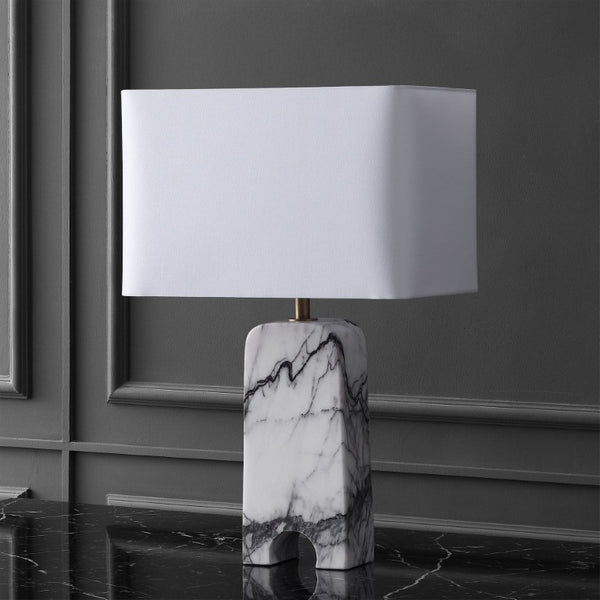 Safavieh Waverli Veined Marble Table Lamp with Square Base for Bedroom or Living Room CTL1126A
