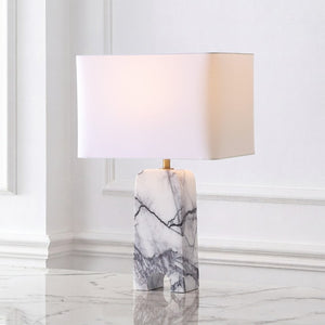 Safavieh Waverli Veined Marble Table Lamp with Square Base for Bedroom or Living Room CTL1126A