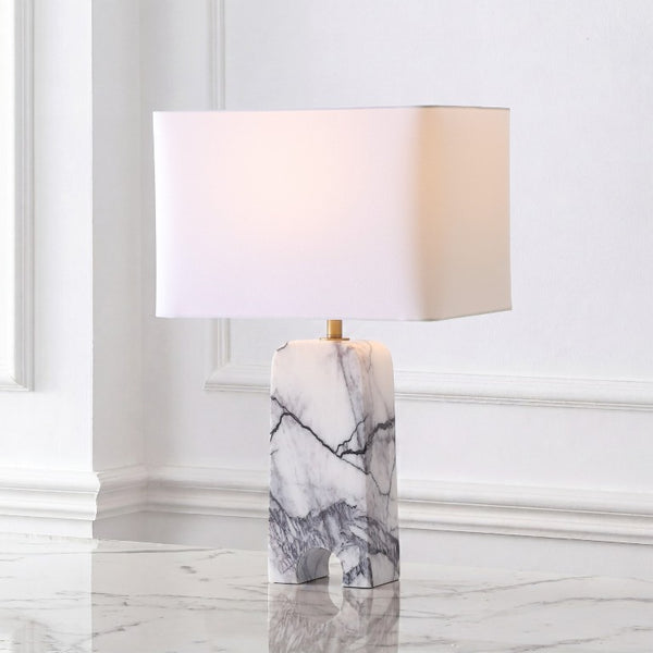 Safavieh Waverli Veined Marble Table Lamp with Square Base for Bedroom or Living Room CTL1126A