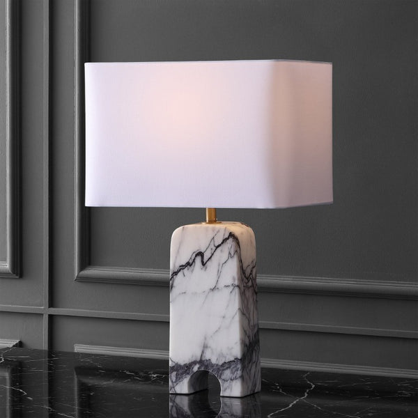 Safavieh Waverli Veined Marble Table Lamp with Square Base for Bedroom or Living Room CTL1126A