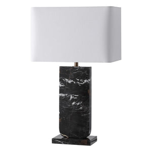 Safavieh Nikolaus Genuine Marble Base Table Lamp with Matte Black Metal for Modern Interiors CTL1127A