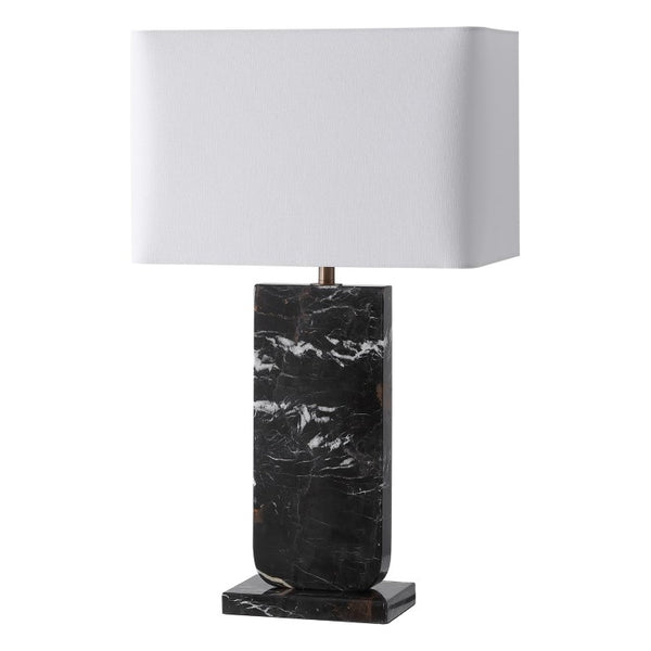 Safavieh Nikolaus Genuine Marble Base Table Lamp with Matte Black Metal for Modern Interiors CTL1127A