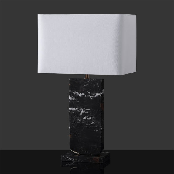 Safavieh Nikolaus Genuine Marble Base Table Lamp with Matte Black Metal for Modern Interiors CTL1127A