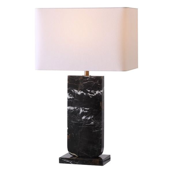 Safavieh Nikolaus Genuine Marble Base Table Lamp with Matte Black Metal for Modern Interiors CTL1127A