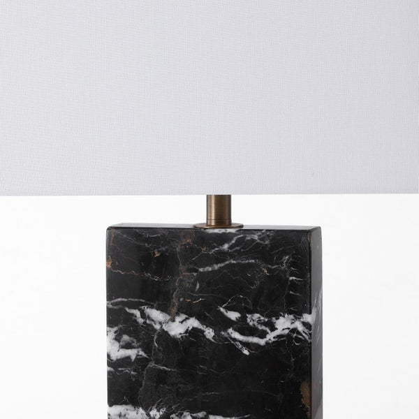 Safavieh Nikolaus Genuine Marble Base Table Lamp with Matte Black Metal for Modern Interiors CTL1127A