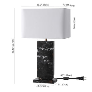 Safavieh Nikolaus Genuine Marble Base Table Lamp with Matte Black Metal for Modern Interiors CTL1127A