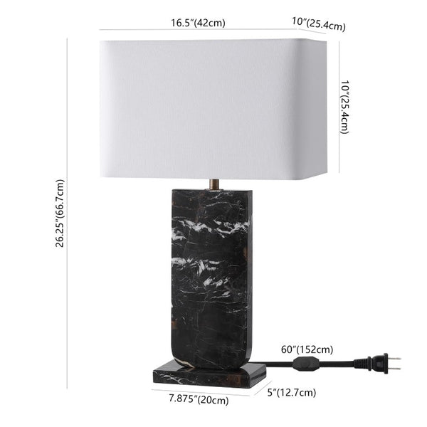 Safavieh Nikolaus Genuine Marble Base Table Lamp with Matte Black Metal for Modern Interiors CTL1127A